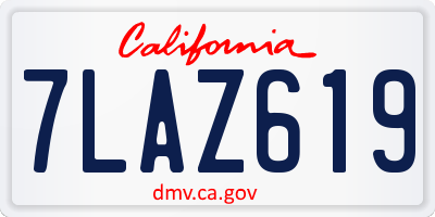 CA license plate 7LAZ619