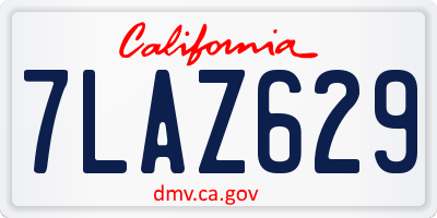 CA license plate 7LAZ629