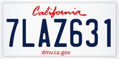 CA license plate 7LAZ631