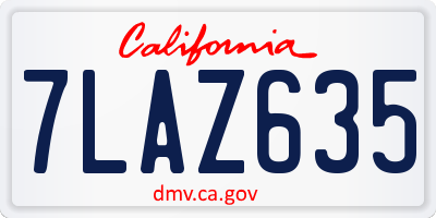 CA license plate 7LAZ635