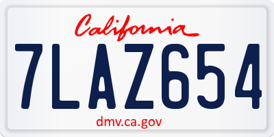 CA license plate 7LAZ654