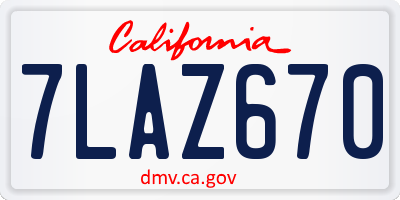 CA license plate 7LAZ670