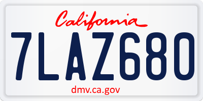CA license plate 7LAZ680