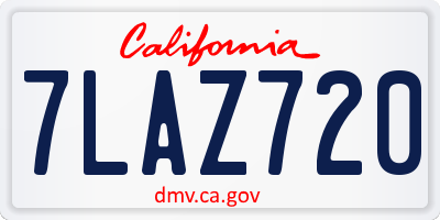 CA license plate 7LAZ720
