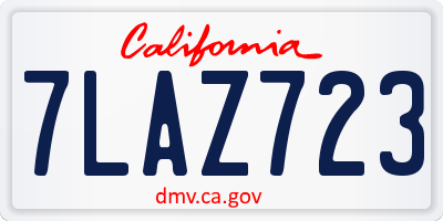 CA license plate 7LAZ723