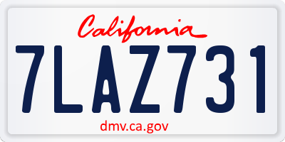 CA license plate 7LAZ731