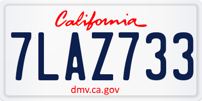 CA license plate 7LAZ733