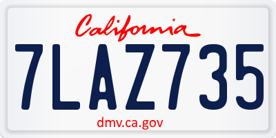 CA license plate 7LAZ735