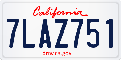 CA license plate 7LAZ751