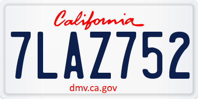 CA license plate 7LAZ752