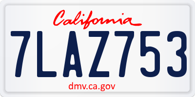 CA license plate 7LAZ753
