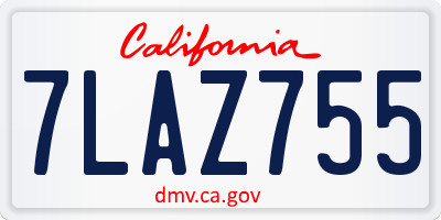CA license plate 7LAZ755