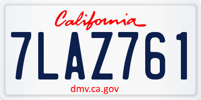 CA license plate 7LAZ761