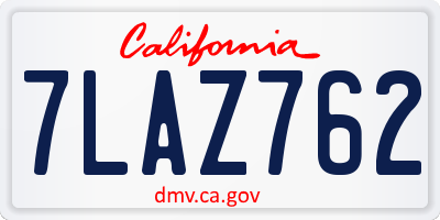 CA license plate 7LAZ762