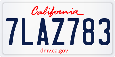 CA license plate 7LAZ783