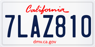 CA license plate 7LAZ810
