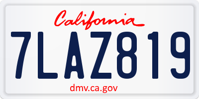 CA license plate 7LAZ819