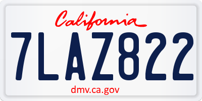 CA license plate 7LAZ822