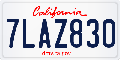 CA license plate 7LAZ830
