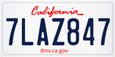 CA license plate 7LAZ847