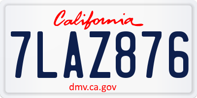 CA license plate 7LAZ876