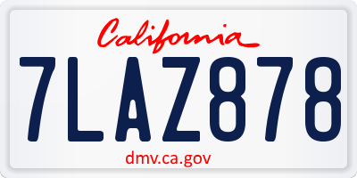 CA license plate 7LAZ878