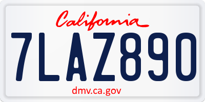 CA license plate 7LAZ890