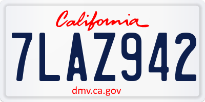 CA license plate 7LAZ942
