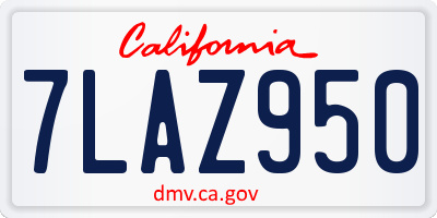 CA license plate 7LAZ950