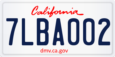 CA license plate 7LBA002