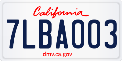 CA license plate 7LBA003