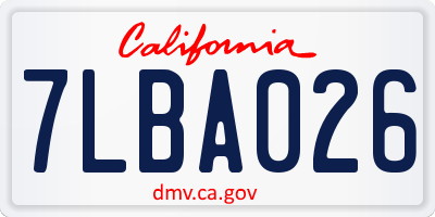 CA license plate 7LBA026
