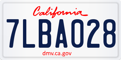 CA license plate 7LBA028