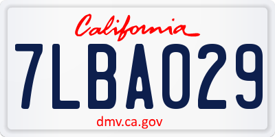 CA license plate 7LBA029