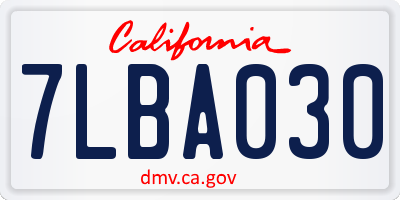 CA license plate 7LBA030