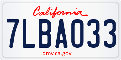 CA license plate 7LBA033