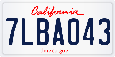 CA license plate 7LBA043
