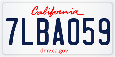 CA license plate 7LBA059