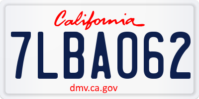 CA license plate 7LBA062