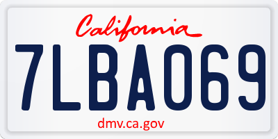 CA license plate 7LBA069