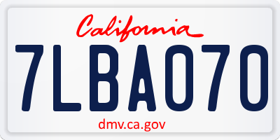 CA license plate 7LBA070