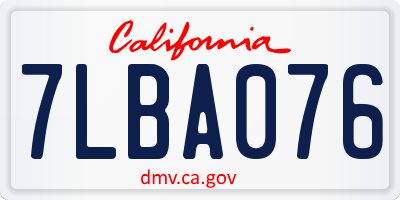 CA license plate 7LBA076