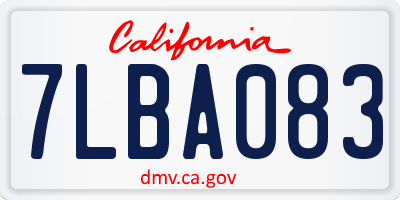 CA license plate 7LBA083
