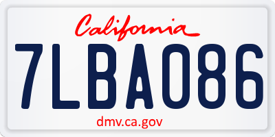 CA license plate 7LBA086