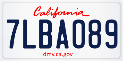 CA license plate 7LBA089