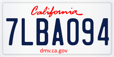 CA license plate 7LBA094