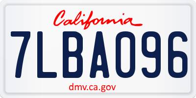 CA license plate 7LBA096