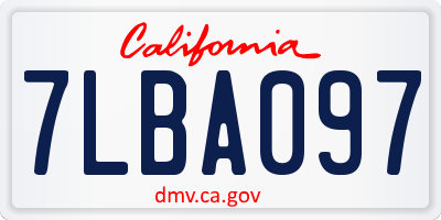 CA license plate 7LBA097