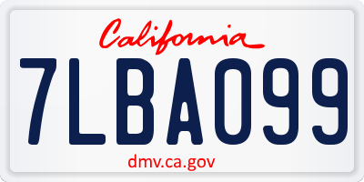 CA license plate 7LBA099