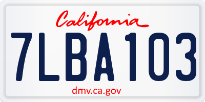 CA license plate 7LBA103